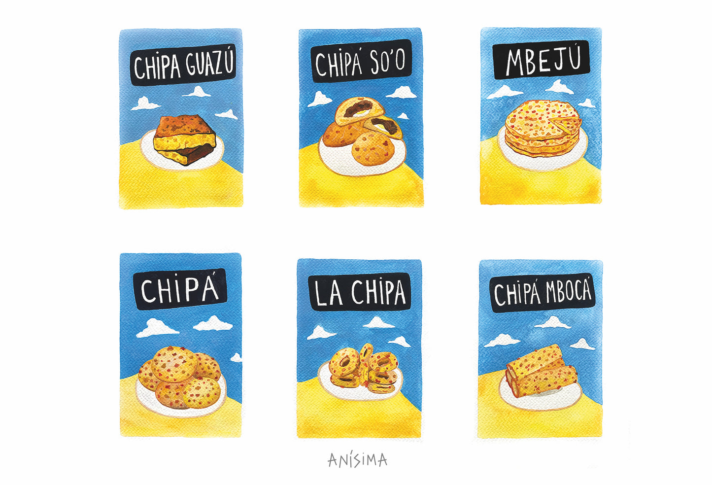 Chipa sky pop (serie completa Tributo a Andy Warhol) | Serie Láminas de Autor - Anísima